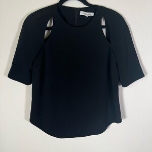 Elizabeth and James black SS lined capulet top open shoulders sz 4 avant garde